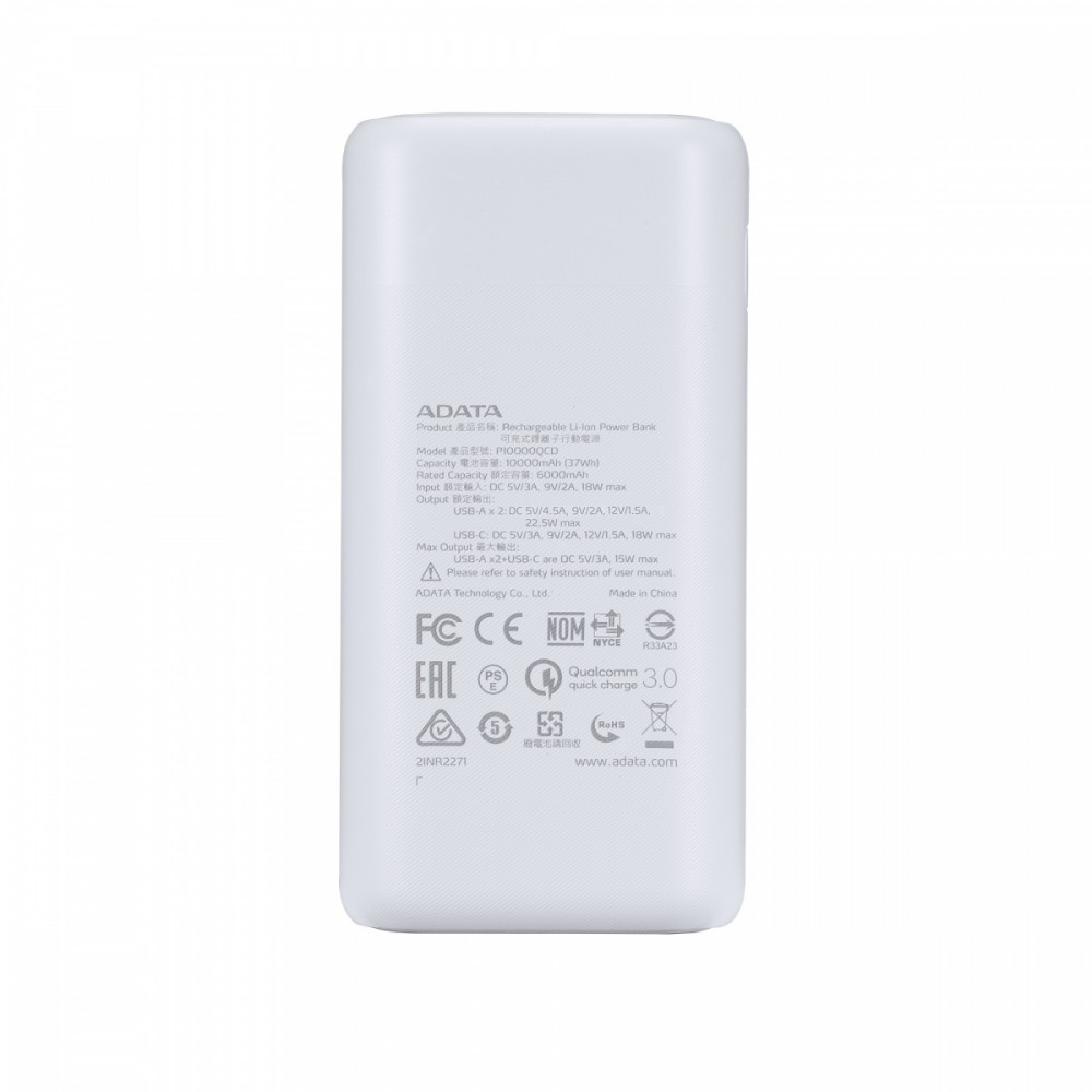 Powerbank P10000QCD 10000mAh Biały QC/PD 