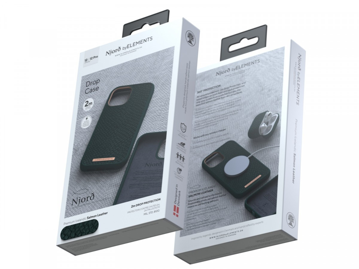 Etui z islandzkiej skóry łososia do iPhone 12 / 12 Pro zielone