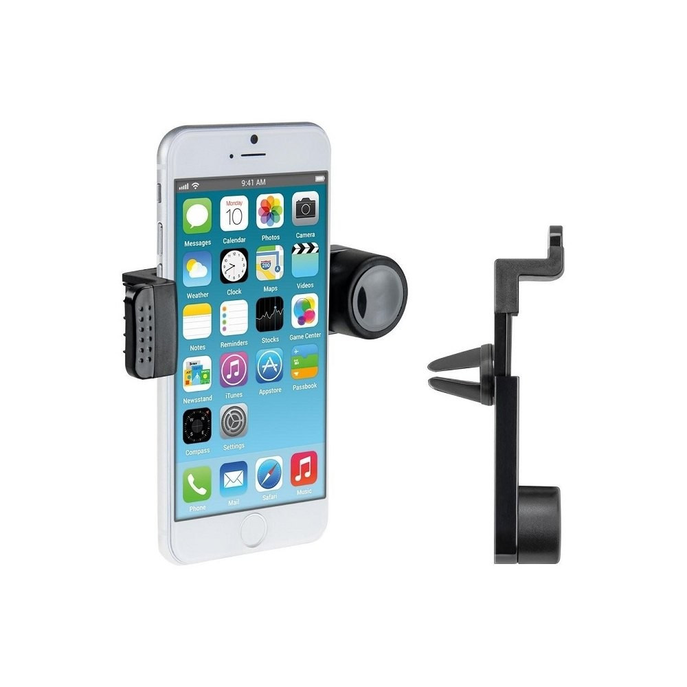 Uchwyt do smartfona nawigacji GPS do kratki nawiewu, obrotowy czarny