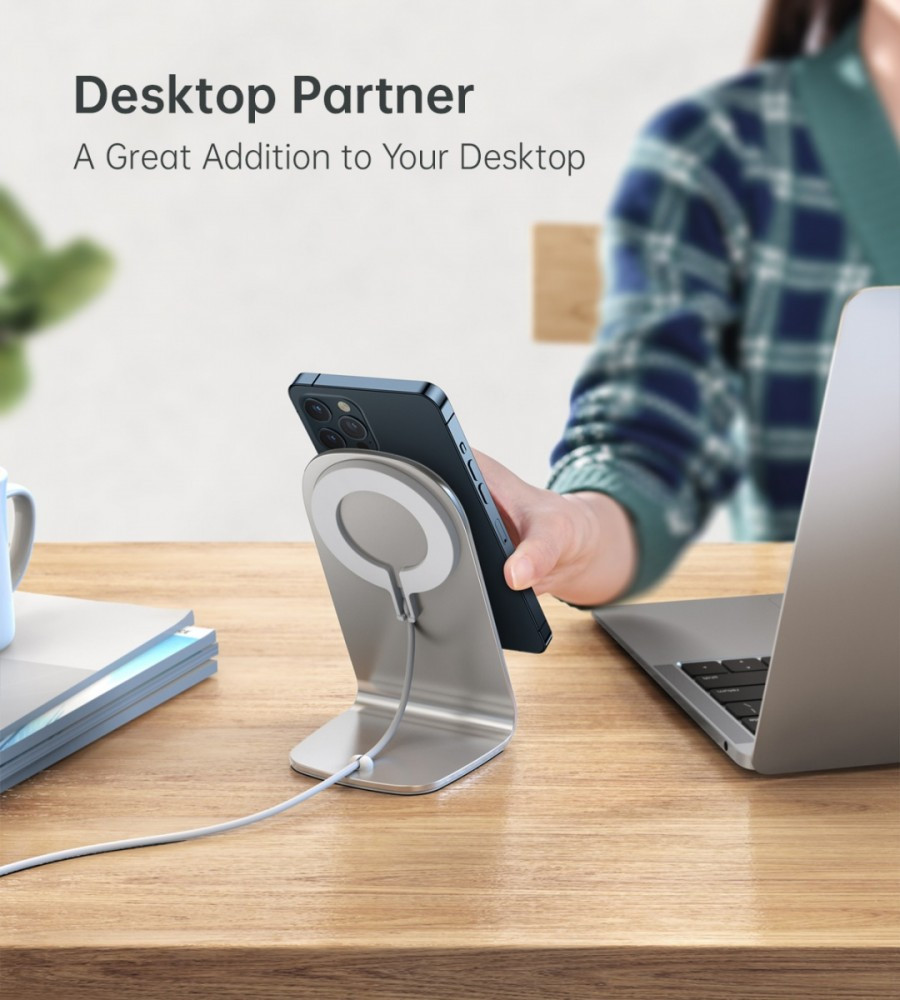 T517-F + H047 Ładowarka bezprzewodowa indukcyjna 15W 2A MagSafe | kabel USB-C 