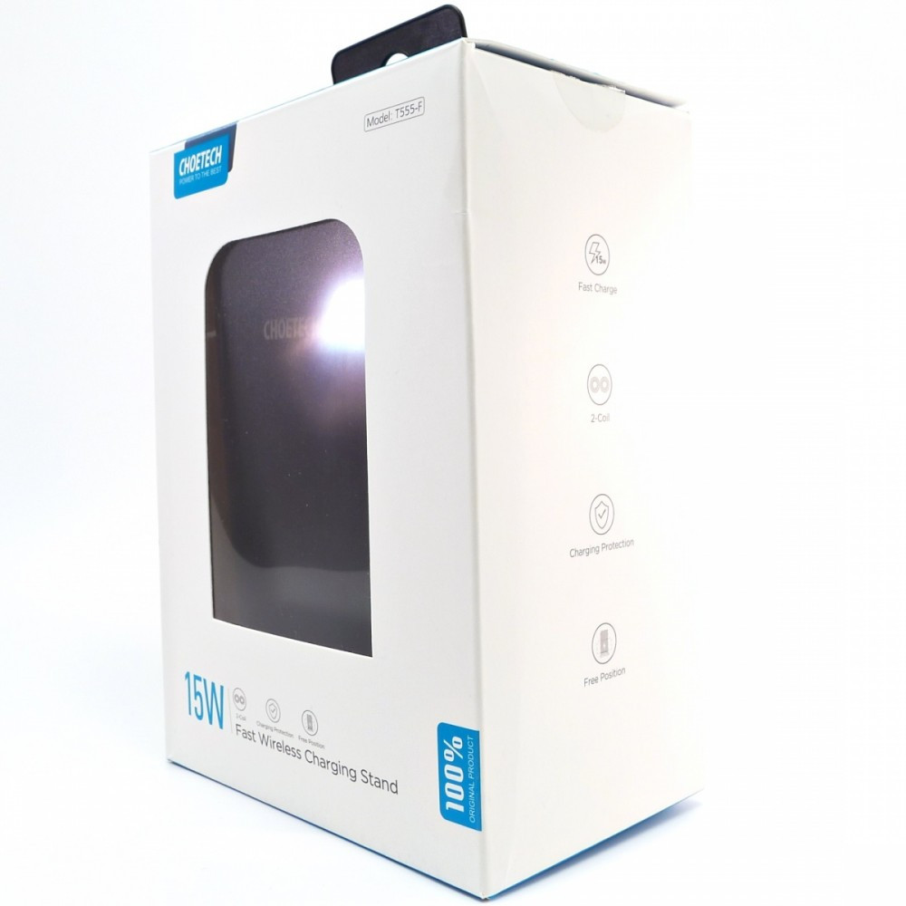 T555-F Black Ładowarka bezprzewodowa indukcyjna 15W Qi Fast Charge + ładowarka sieciowa Quick Charge 18W