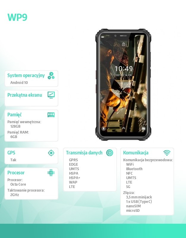 Smartfon WP9 6/128GB Dual SIM Czarny 
