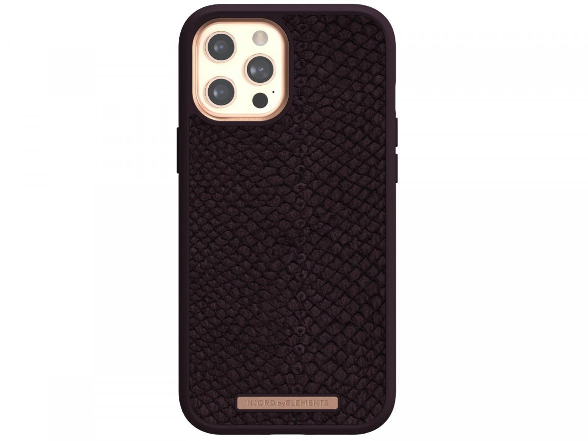 Etui z islandzkiej skóry łososia do iPhone 12 Pro Max purpurowe