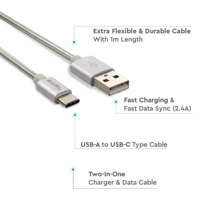 Kabel USB M - USB Typ-C 1M 2.4A 