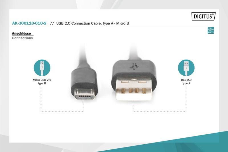 Kabel połączeniowy USB 2.0 HighSpeed Typ USB A/microUSB B M/M 1m Czarny