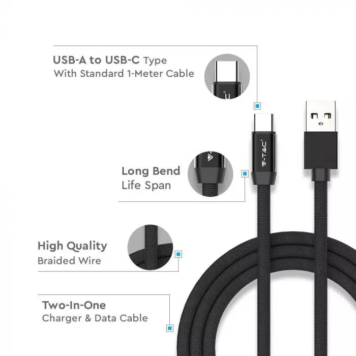 Kabel USB M - microUSB M 1M 2.4A 