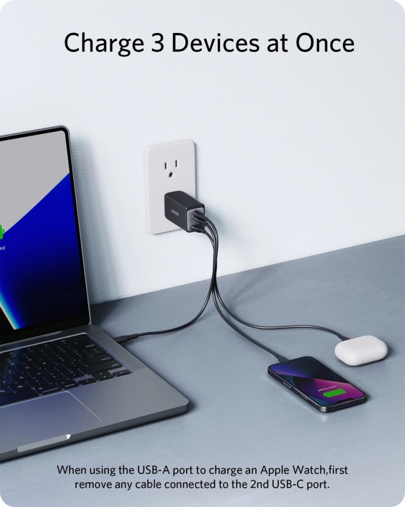 Ładowarka III 65W GaN 2xUSB-C 1xUSB-A czarna 