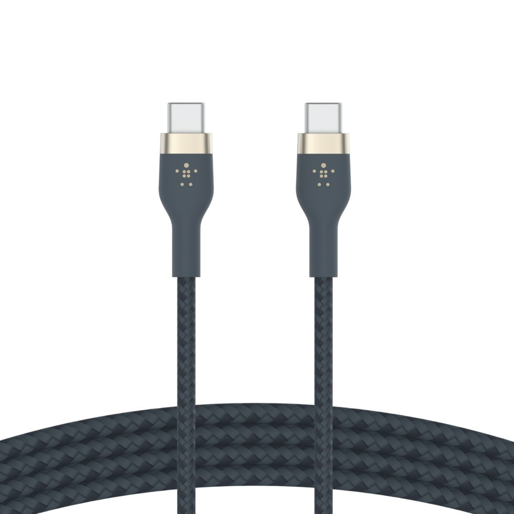 Kabel BoostCharge USB-C/USB-C silikonowy w oplocie 2m, niebieski