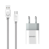 Ładowarka sieciowa 2xUSB 2,4A micro USB biały MICCUJT01 